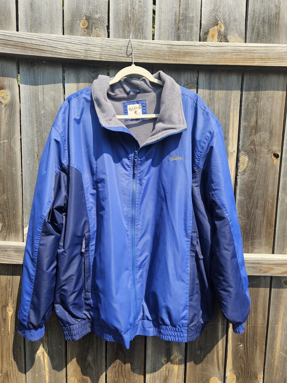 Red Head Fleece Lined Jacket Men 2XL Blue Gray Full Zip Windbreaker Outdoor Coat